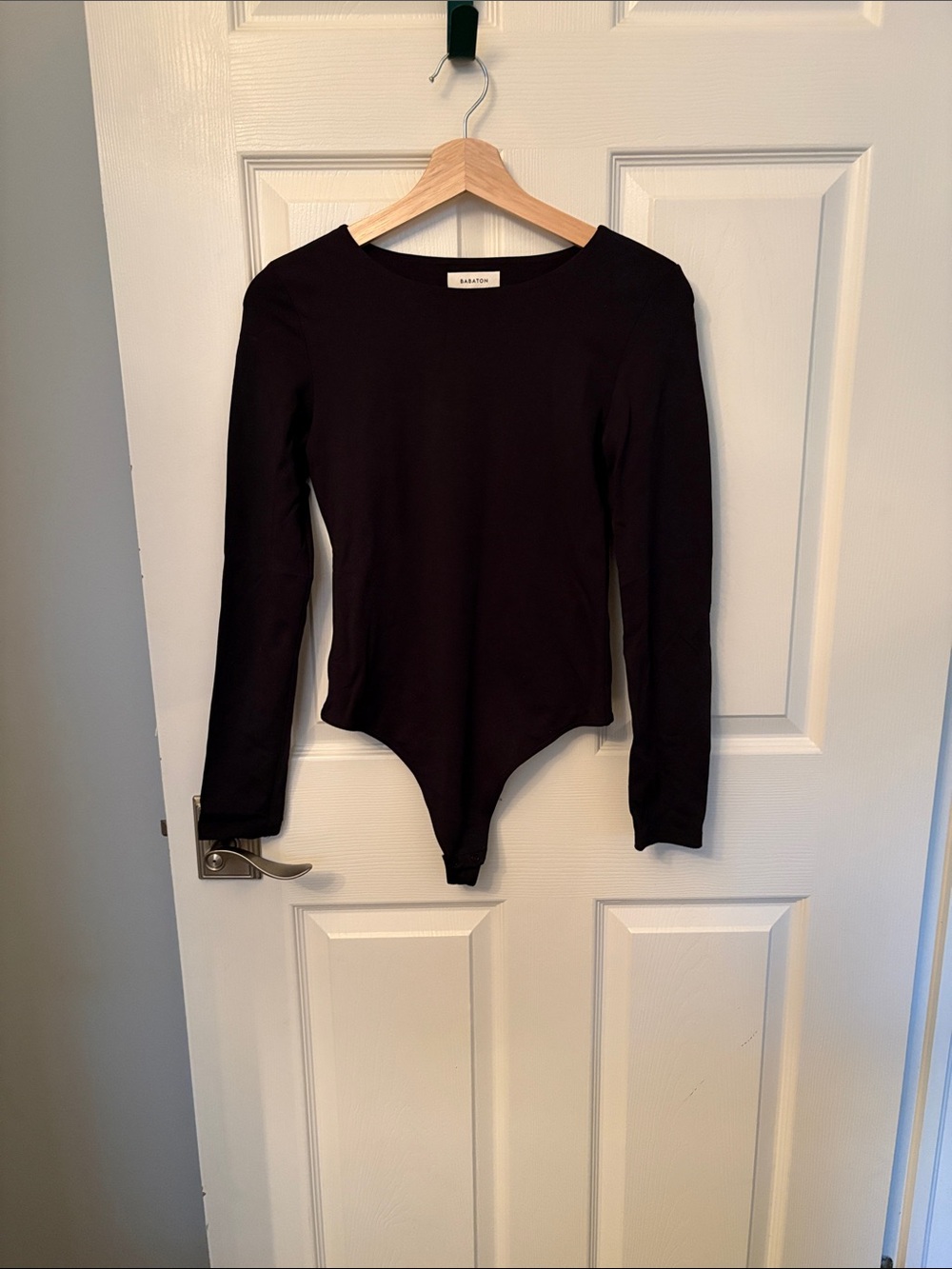 Aritzia Black Long-Sleeve Scoop Neck Bodysuit Sweater